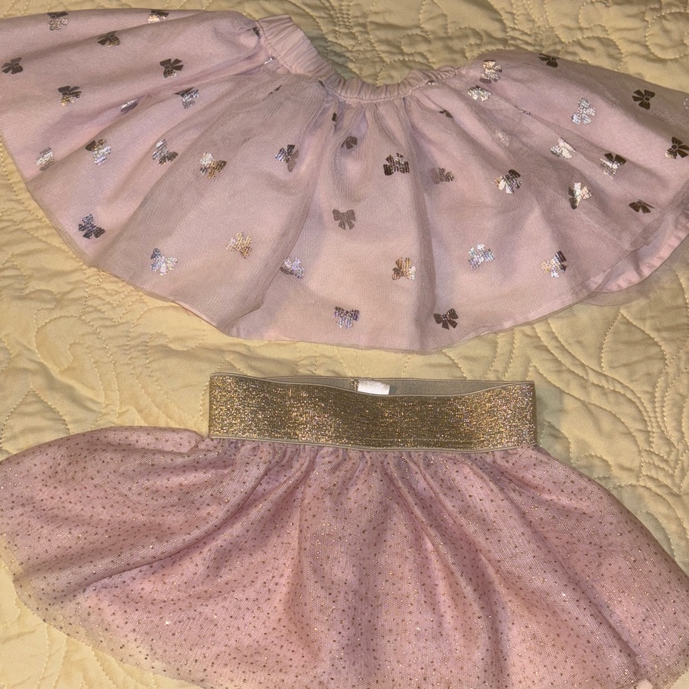 Carter’s & Aspen pink tutu’s -sz 9 mo silver & 12-18mo gold